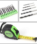 Drill bits, screwdriver bits, and tape measure from Starter Cordless Drill Kit With 27 Pieces, 12V 1300mAh Power Drill And Driver Set