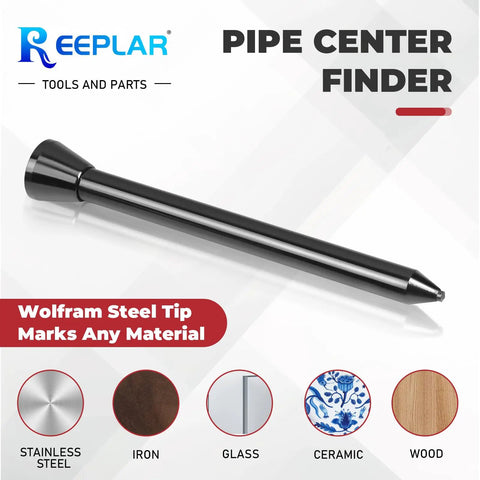 Premium Tungsten Steel Pipe Center Locator Punch For 1.5 To 6 Inch Conduit, black with wolfram steel tip for precise marking.