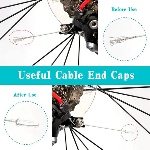 Alloy Brake Cable End Caps For Road And Mountain Bikes Tough Aluminum Crimps Silver End Tips Before and After Use