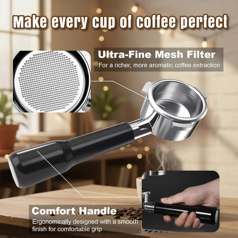 54mm Bottomless Portafilter for Barista Express and Breville Espresso Machines BES870XL BES840XL BES878 BES880BSS BES881BSS BES450BSS and More Pro Level Shot Quality Cleaner Flow Easy Dial In for Home Baristas, stainless steel handle