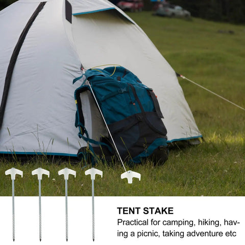 Glow In The Dark Spiral Tent Pegs 10 Pack Steel Stakes With Hammer 5m Rope And Carry Bag Windproof Ground Anchors for camping scene