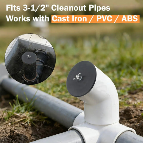 3-1/2 Inch Mechanical Cleanout Gripper Plug For DWV Plumbing ABS Expansion Seal For Pressure Testing And Temporary Sealing 2 Pack DIY Friendly Toolbox Ready Heavy Duty Drain System Seal For Residential And Commercial Use on 3-1/2 in cleanout pipe