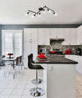 6 Light LED Track Lighting Kit With Flex Rotatable Heads Black Ceiling Spotlight in modern kitchen setting