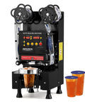 Full Auto Cup Sealing Machine With LCD Control Panel For 88 89 90 95mm Cups, sealing boba teas with efficient LCD controls.