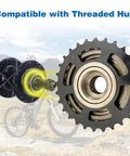 Seven Speed Bike Freewheel Screw On 14 To 28T Rotary Sprocket for Bicycle compatible with threaded hub