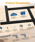 Accessory components for Adjustable Router Jig For Cutting Boards Up To 18 By 18 Inches showing rails, guides, and brackets.