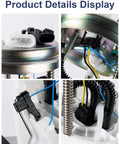 Close-up views of Fuel Pump Module Assembly With Pressure Sensor O Ring For 2008 To 2014 Chevy Avalanche Suburban 1500 GMC Yukon XL 1500 Cadillac Escalade ESV EXT V8 5.3L 6.2L Replacement Plug N Play showing connectors and components.