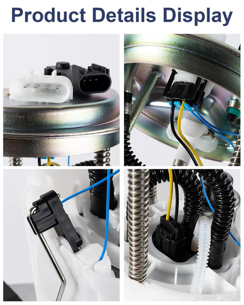 Close-up views of Fuel Pump Module Assembly With Pressure Sensor O Ring For 2008 To 2014 Chevy Avalanche Suburban 1500 GMC Yukon XL 1500 Cadillac Escalade ESV EXT V8 5.3L 6.2L Replacement Plug N Play showing connectors and components.