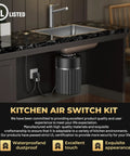 Wireless Sink Top Button For Garbage Disposals, Champagne Bronze Finish, installed on a kitchen countertop above a disposal unit