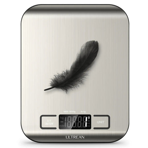 Digital Kitchen Scale With LCD Display And High Precision Weighing In Grams And Ounces, 11lb Capacity, Tare Function, Stainless Steel Surface