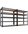 Beefy Heavy Duty 5 Tier Garage Shelving Unit Set Black With 410 Lb Per Shelf 2050 Lb Total Capacity Boltless Steel Racks, side view