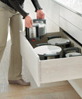 Top Shelf Heavy Duty Drawer Slides Built Tough For Daily Grind Featuring 27 Inch Full Extension Undermount Soft Close Hardware in use.