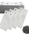 Heavy Duty Stainless Steel Flat Brackets 30 Pack 4 By 2 Inch Mending Plates For Furniture Wood Shelf Repair Built Tough, screws included.