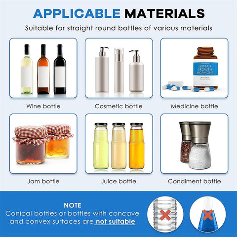 Top Shelf Round Bottle Labeling Machine With Built In Date And Code Printer Semi Automatic Applicator For Jars Hella Compact suitable for wine, cosmetic, medicine, jam, juice, and condiment bottles.