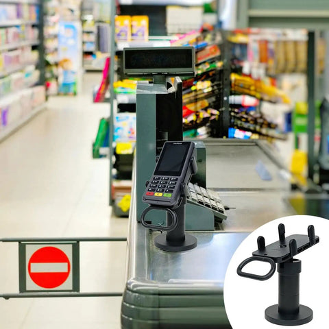 Adjustable Credit Card Reader Bracket With 180 Degree Rotation And 90 Degree Tilt on retail countertop