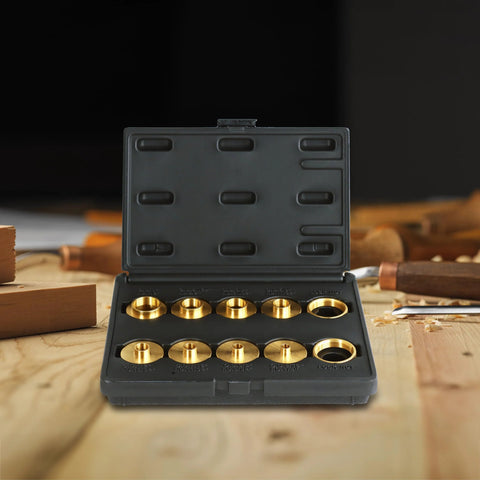 DCT brass router template guide bushings, 10-piece set in black carrying case