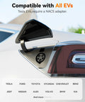 Compatible charging port for Premium Top Tier Portable Level 1 And Level 2 EV Charger 40 Amp For J1772 Electric Vehicles.