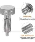 Heavy Duty Stainless Steel Spring Plunger With Knurled Handle Delivering Smooth Retractable Action And M10 X 1.5 Threads, showing detailed knurled handle and threaded shaft.