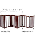 Extension Kit for 360 Configurable Walk Through Folding Pet Gate Expands Openings to 38 Inches Wide, walnut finish.