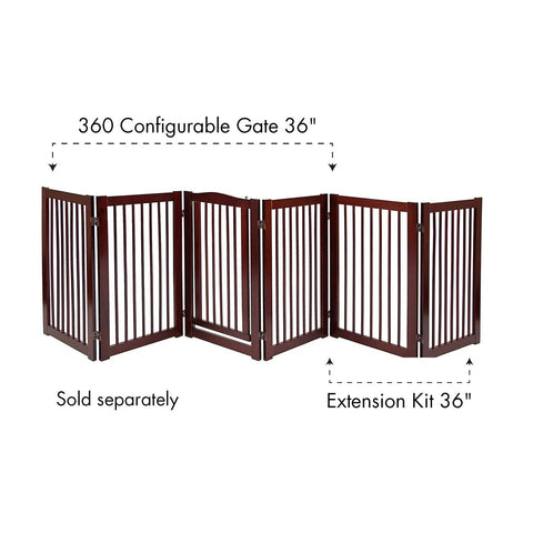 Extension Kit for 360 Configurable Walk Through Folding Pet Gate Expands Openings to 38 Inches Wide, walnut finish.