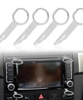 Pin Style Car Radio Removal Kit With DIN Release Keys 4 Pack Aluminum Fascia Tools for easy radio removal in vehicle dash.