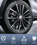 Car wheel with alloy rim featuring 7 spline lug nut socket wheel lock key kit for 21mm and 22mm hex nuts shown in use