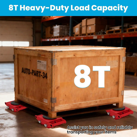 Heavy Duty Machine Skates 4 Pack With Non Slip 360° Rotation Discs For Moving Heavy Machinery Loads Up To 17637 Lbs.
