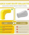 Table Saw Dust Collector Adapter Tool Free Install No Fuss Fits Most Saws With Durable Dust Port in yellow vs gray adapter.