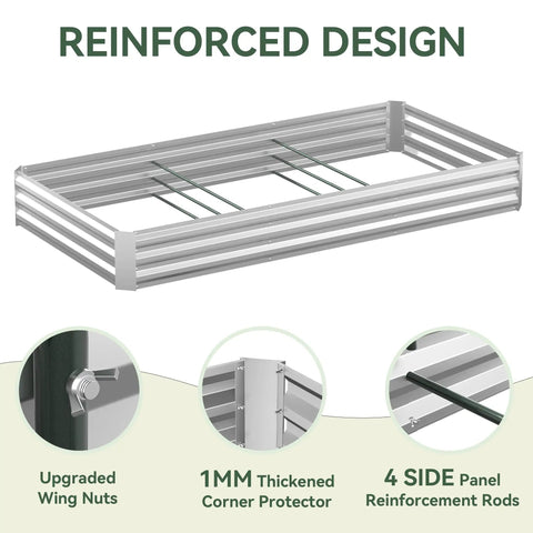 Raised Garden Bed With Self Watering System 8x4x1 Ft Elevated Planter Boxes Outdoor With PE Cover Galvanized Raised Beds For Vegetables, Flowers, Backyard And Patio, Low Maintenance Moisture Control For A Greener Harvest