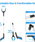 Grabber Reacher Tool, 32-inch blue foldable gripper with aluminum shaft and rubber grip