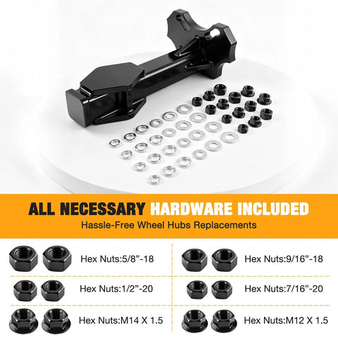 Heavy Duty Steel Wheel Bearing And Hub Removal Tool with included hardware for easy wheel hub replacements.