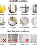 Guide on suitable and not suitable surfaces for Blue Hot Air Balloon Wall Stickers With Cute Cartoon Bear And Rabbit, Stars And Planets Peel And Stick Decals For Nursery, Kids Bedroom, Playroom, Daycare And Classroom Decor That Are Durable, Waterproof, Fade Resistant decals.