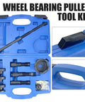All In One Motorcycle Wheel Bearing Puller Tool Kit For Most Models With 25mm Bearings in blue case, components visible