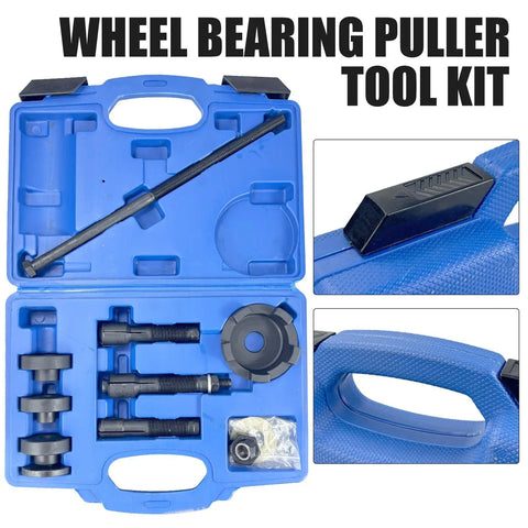 All In One Motorcycle Wheel Bearing Puller Tool Kit For Most Models With 25mm Bearings in blue case, components visible