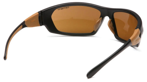 Side view of Carbondale Safety Sunglasses with Sandstone Bronze lens and black tan frame, ANSI Z87.1 Impact Eyewear.