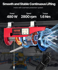 Electric Hoist With 14ft Wired Remote, 440 Lb Capacity, 110V Lifting Tool for Factory Warehouse Construction Site; motor close-up