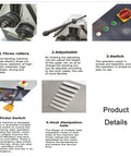 Top Shelf Electric Round Bending Machine Featuring Reversible Foot Pedal Control And Vertically Adjustable Upper Roll For Smooth Ring Forming, showing adjustable upper roll and foot switch.