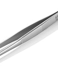 Precision Tweezers With Approx 30 mm Round Tips And Fine Serration, Nickel Plated Chrome Finish, Pro Grade Grip For Detailed Work