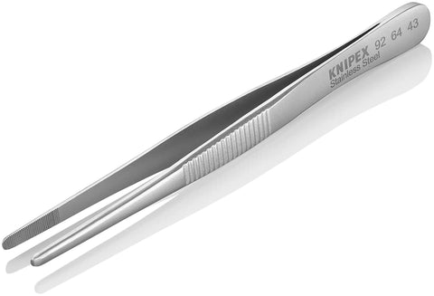 Precision Tweezers With Approx 30 mm Round Tips And Fine Serration, Nickel Plated Chrome Finish, Pro Grade Grip For Detailed Work