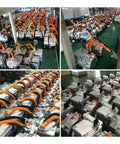 Universal DC Electric AC Compressor With 18cc Displacement And Flexible Voltage Options on assembly line, aluminum body, orange hoses