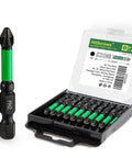 Anti Slip PH2 Impact Driver Bits Set 2 Inch Magnetic S2 Steel With Laser Etched Micro Slip Grip in open case