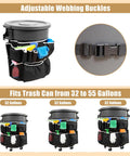 Upgraded Large Trash Can Caddy Bag With Multi Pocket Organizer For 32 To 55 Gallon Bins Turns Your Garbage Bin Into A Mobile Cleaning Station Ideal For House Cleaners And Janitorial Duties Gray Edge