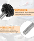 Boss Level 20 Pack Knurled Thumb Screws Rock Solid M3 X 6mm Metric Threads Matte Black Plastic Heads No Sweat Tightening showing tightly-in insert and stainless steel threads.