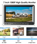 Wireless Backup Camera System Kit With Dual 7 Inch LCD Split Monitor for RV Truck Bus Camper showing clear daylight view