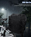 40L Bike Trunk Bag For Rear Rack With Foldable Panniers Ebike Battery Compatible Bag with rain cover on bicycle in rain
