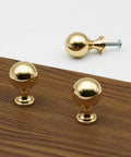 10 Pack Polished Gold Ball Cabinet Knobs Set 1 Inch Diameter Zinc Alloy Dresser Drawer Handles With 1 Inch And 1.5 Inch Screws