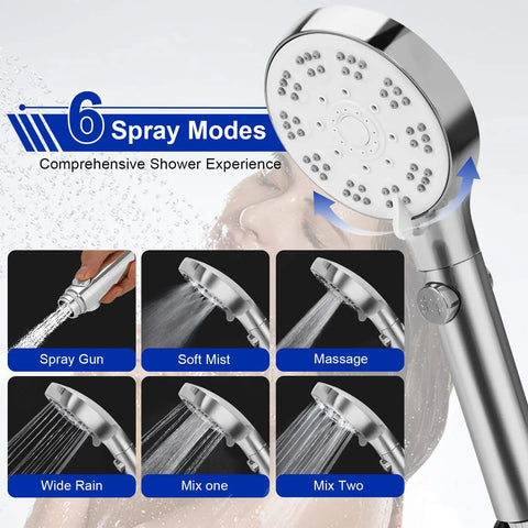 Top Shelf Handheld Bathtub Shower Head With 79 Inch Hose And Dope Six Spray Modes Includes Three Way Brass Diverter Smooth Install For Bathroom And Garden Renovation Projects