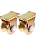 2 Pack Beefy Heavy-Duty Steel Pulley Block For Sliding Doors With V-Groove Wheel Track Wheels For Smooth Gates side view