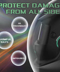 Auto Darkening Welding Helmet With Pro Grade True Color View Solar Powered Large Viewing Screen Shade Four To Thirteen For TIG MIG Arc Welding High Clarity Weld Hood For Pros And Weekend Warriors side view with protective features text.