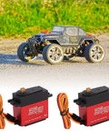 Badass High Torque Coreless Motor Servo Crafted From Tough Aluminum Alloy Housing With Precision Potentiometer And High Resolution Digital Control Chip for RC car steering.